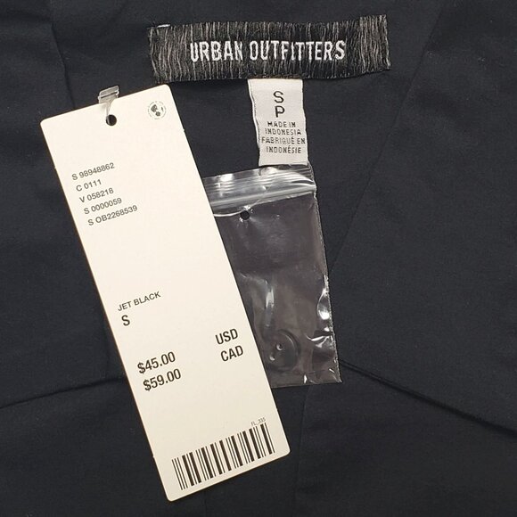 UO Party Girl Cotton-Blend Button Down Sleeveless Shirt Women's Small Jet Black - Picture 2 of 16